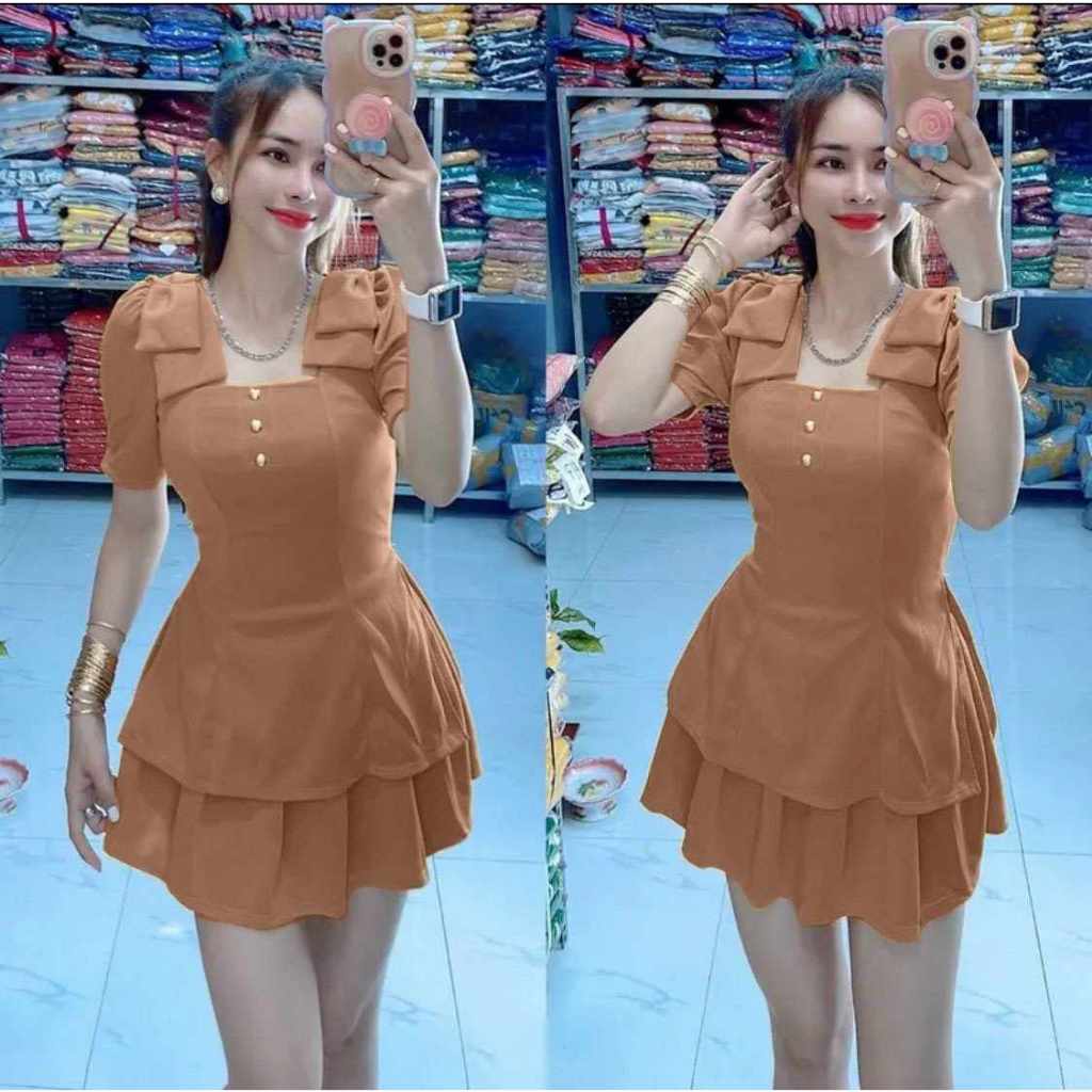 ÁO NƠ VAI KIỂU XẺ TÀ - QUẦN VÁY - THUN HAI DA