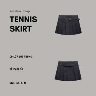 Chân váy ngắn xếp li thời trang thu đông nữ có lót, quần váy mini thắt eo hàng xuất dư, xuất xịn Zara Rosaline