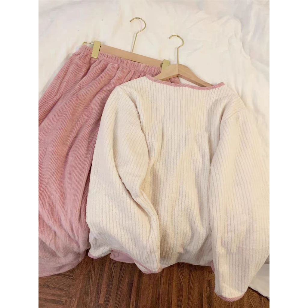 Bộ pijama nữ mùa thu đông, Đồ ngủ nữ mặc nhà  SLEEPYCHIC bộ ngủ dài tay nhung cute đáng yêu hình thỏ và gấu panda