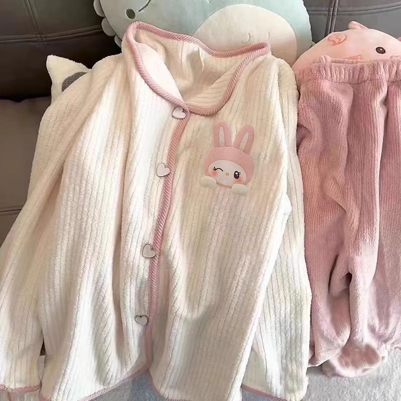 Bộ pijama nữ mùa thu đông, Đồ ngủ nữ mặc nhà  SLEEPYCHIC bộ ngủ dài tay nhung cute đáng yêu hình thỏ và gấu panda