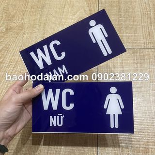 Bảng mica dán decal chỉ dẫn WC Nam, Nữ 10x20cm