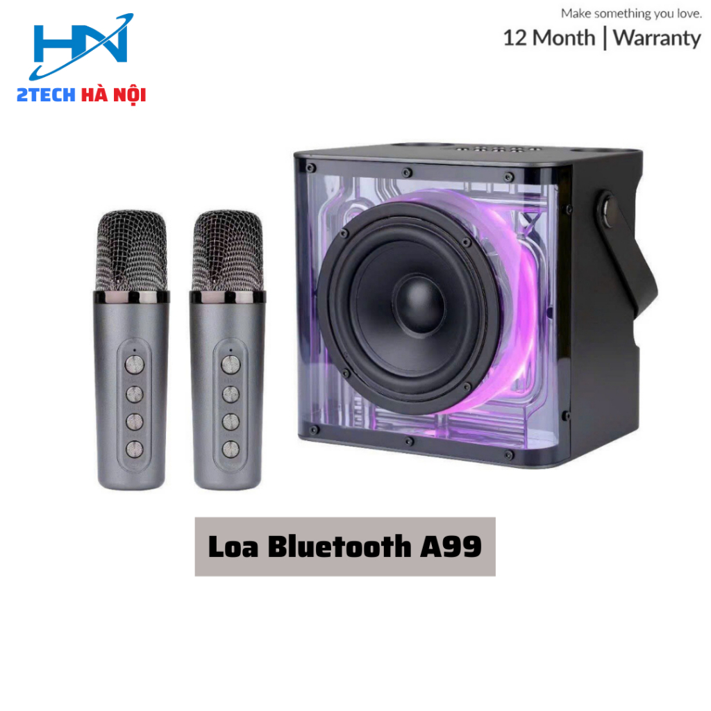 Loa Karaoke Bluetooth Peterhot A99 Âm Thanh Siêu Đỉnh. Thiết Kế Cực Đẹp, Kèm 2 Micro, Đèn LED Nháy Theo Nhạc TECHMALL