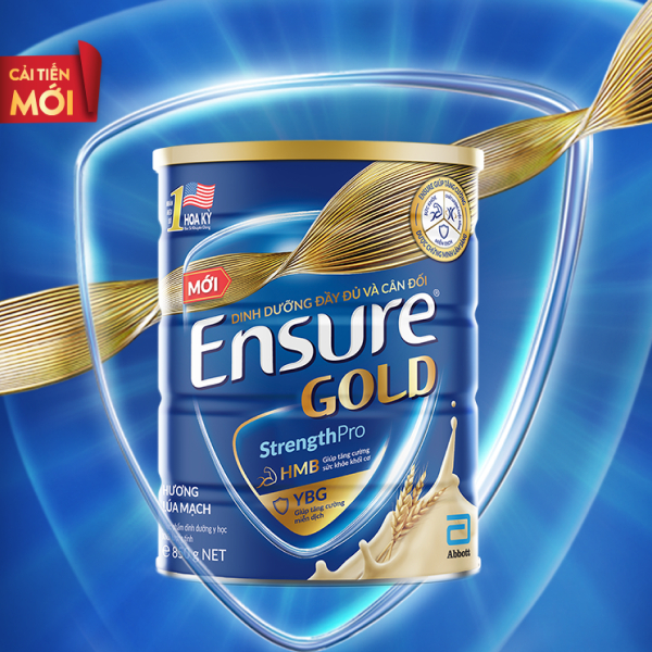 Combo 2 Lon Sữa bột Ensure Gold Abbott Hương Lúa Mạch (HMB+YBG) 850g