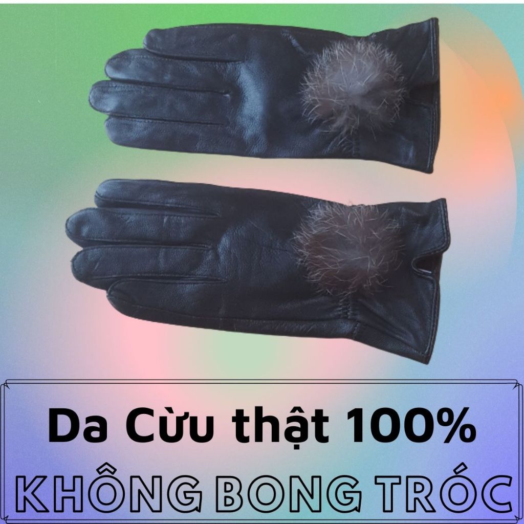 Găng Tay Da Cừu Nữ Lông Tròn Mỏng Nhẹ Đi Mưa Thoải Mái - Không Bong Nổ, Dễ Lái Xe - Bảo Hành Da Thật 5 Năm
