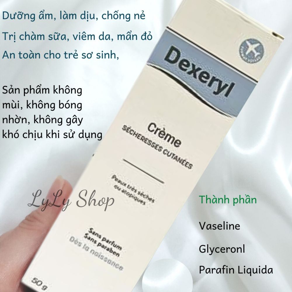 Kem Nẻ Dexeryl Creme chính hãng Pháp mẫu mới, Dưỡng da khô, nứt nẻ, chàm sữa cho bé từ sơ sinh Lylyshop 50g