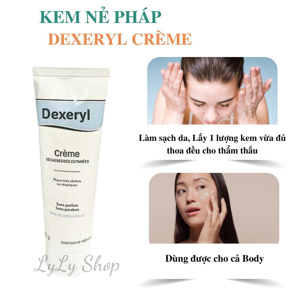 Kem Nẻ Dexeryl Creme chính hãng Pháp mẫu mới, Dưỡng da khô, nứt nẻ, chàm sữa cho bé từ sơ sinh Lylyshop 50g