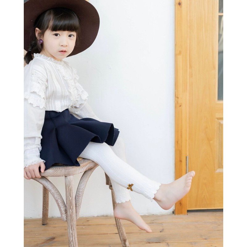 Quần tất cho bé gái , quần tất len không bàn đính nơ cho bé