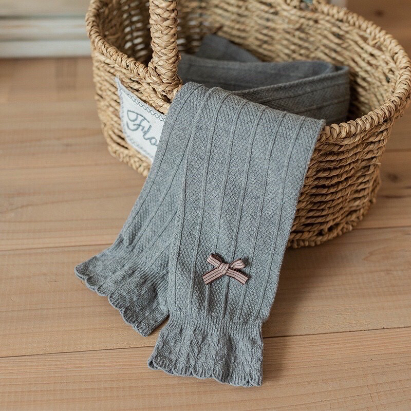 Quần tất cho bé gái , quần tất len không bàn đính nơ cho bé