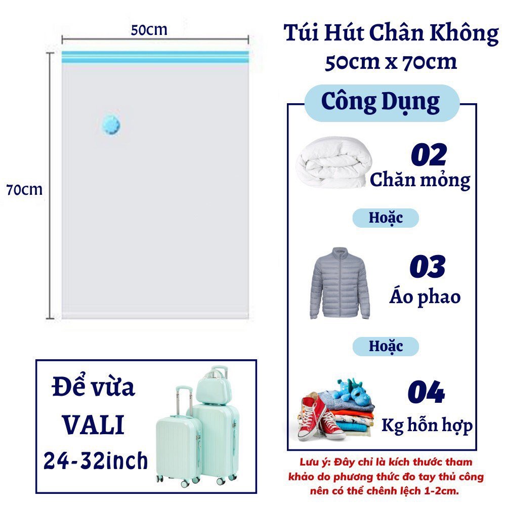 Combo túi hút chân không đựng quần áo, chăn gối đa năng tiện lợi