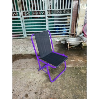 Ghế xếp sắt lò xo móc vải lưới dày sơn tĩnh điện lưng thấp