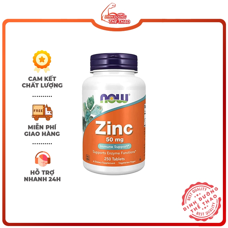 ZINC KẼM Giúp Tăng Test Giảm Mụn Tăng Sinh Lý Tăng Miễn Dịch Bảo Vệ Cơ Thể NOW ZINC GLUCONATE 50MG