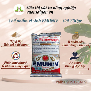 Chế phẩm vi sinh EMUNIV dạng bột gói 200g dùng ủ phân hữu cơ, ủ rác bếp không hôi (Vườn Sài Gòn - Vuon Sai Gon)