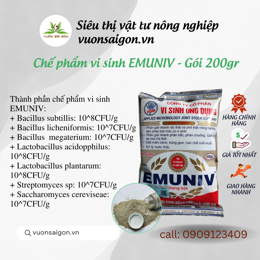 Chế phẩm vi sinh hữu hiệu Emuniv – gói 200g - Green City