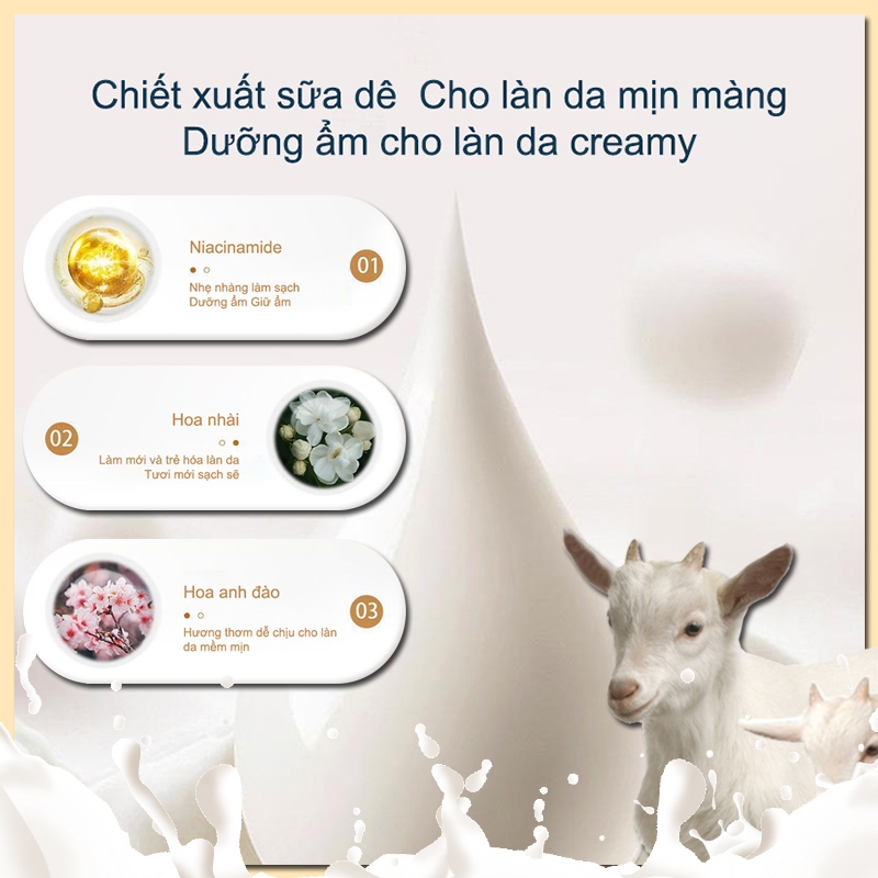 Sữa tắm tẩy tế bào chết sữa tắm làm trắng da sữa tắm sữa dê Làm trắng, nuôi dưỡng da, tẩy tế bào chết, tẩy mụn 500ml