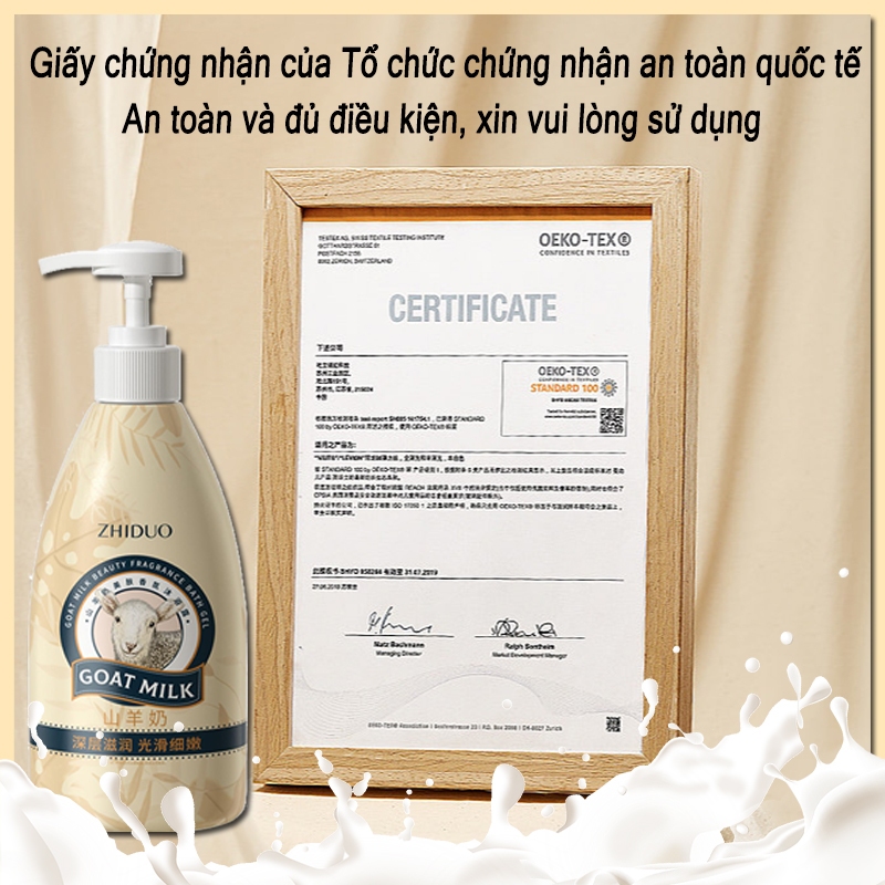 Sữa tắm tẩy tế bào chết sữa tắm làm trắng da sữa tắm sữa dê Làm trắng, nuôi dưỡng da, tẩy tế bào chết, tẩy mụn 500ml