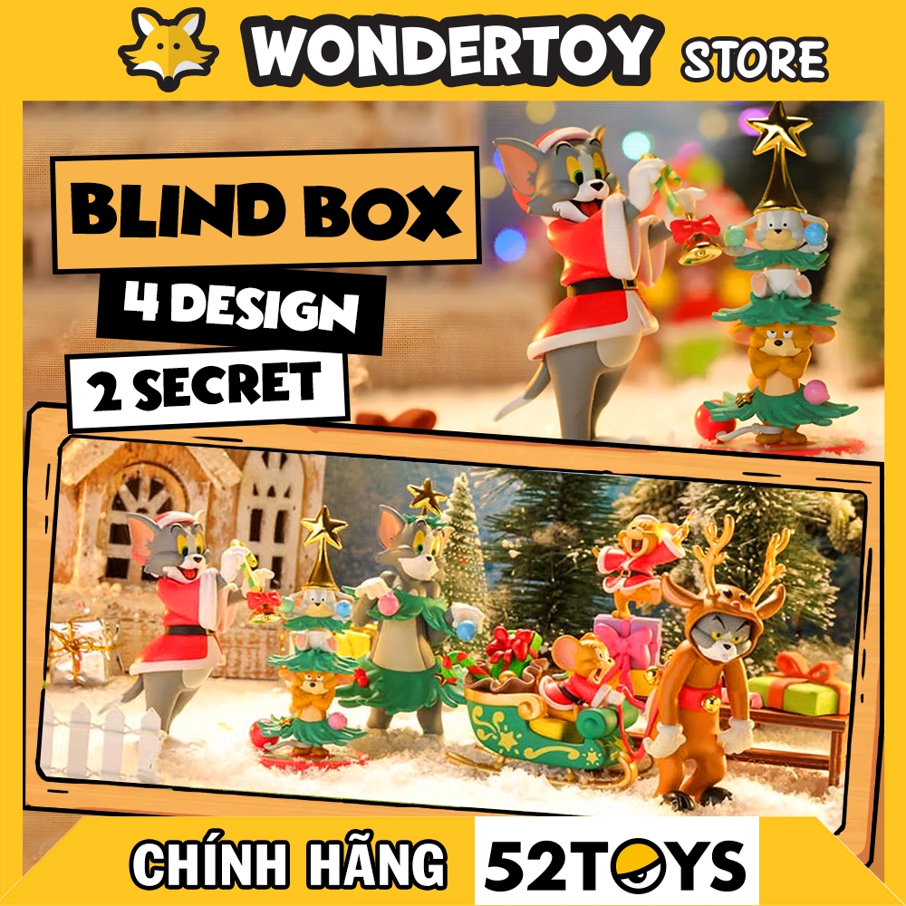 Mô hình 52toys Giáng Sinh Tom and Jerry Merry Christmas Blind Box (Hộp mù) - Warner Bros chính hãng