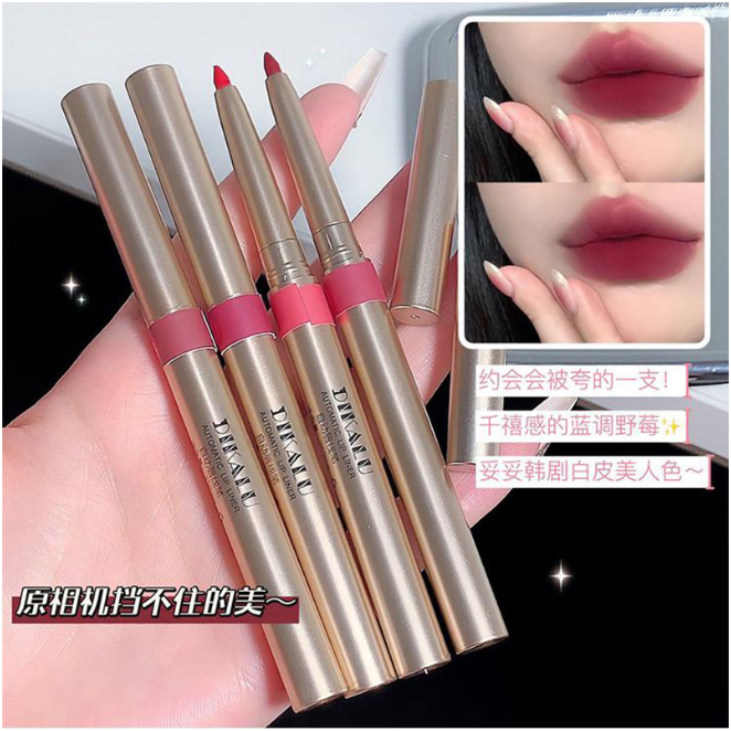 DIKALU Chì Kẻ Viền Môi 6 Màu Nhung Lì Kháng Nước Lâu Trôi Cho Người Mới Bắt Đầu