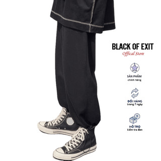 Quần Jogger unisex BLACK OF EXIT dáng thể thao xuông nam nữ nỉ bông bigsize basic pants