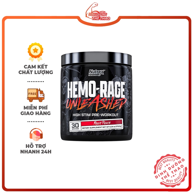 Nutrex Hemo Rage Unleashed Pre Workout Tăng Sức Mạnh, Sức Bền, Tỉnh Táo Tập Trung - BỘT MỊN