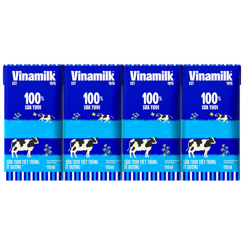 Thùng 48 hộp sữa tươi Vinamilk 100% 110ml có đường