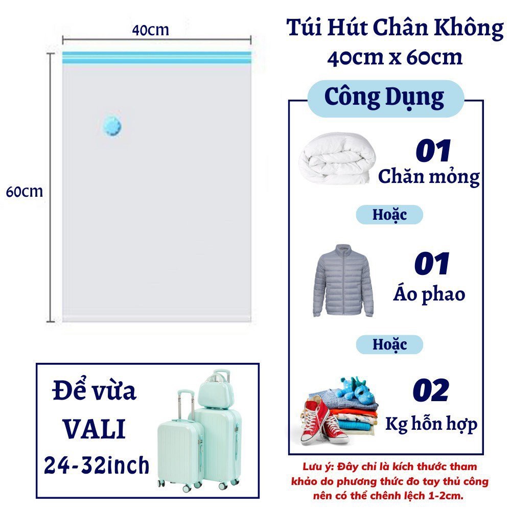 Combo túi hút chân không đựng quần áo chăn gối đủ size tiện lợi