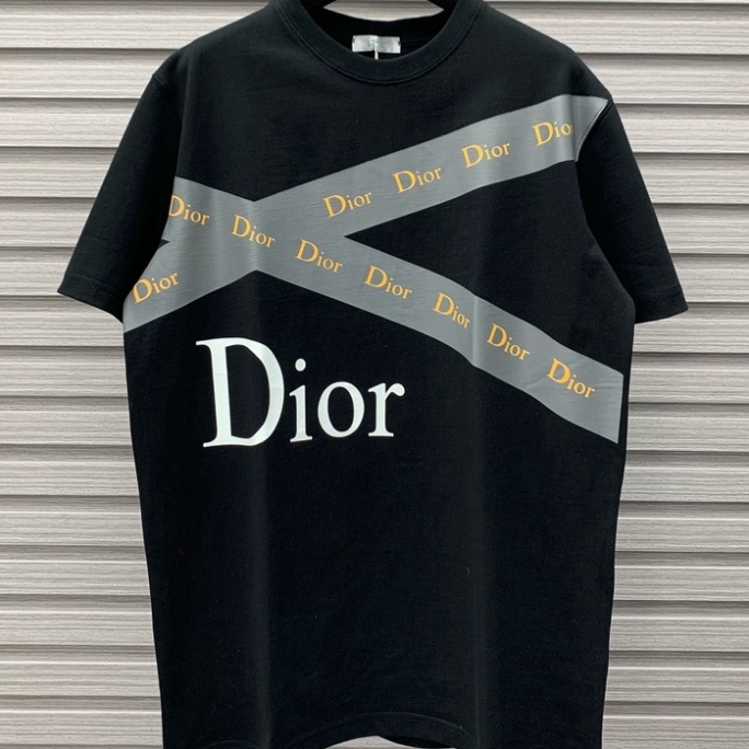 Áo phông Nam Nữ Di.or họa tiết in chéo form rộng vải Cotton cao cấp siêu đẹp