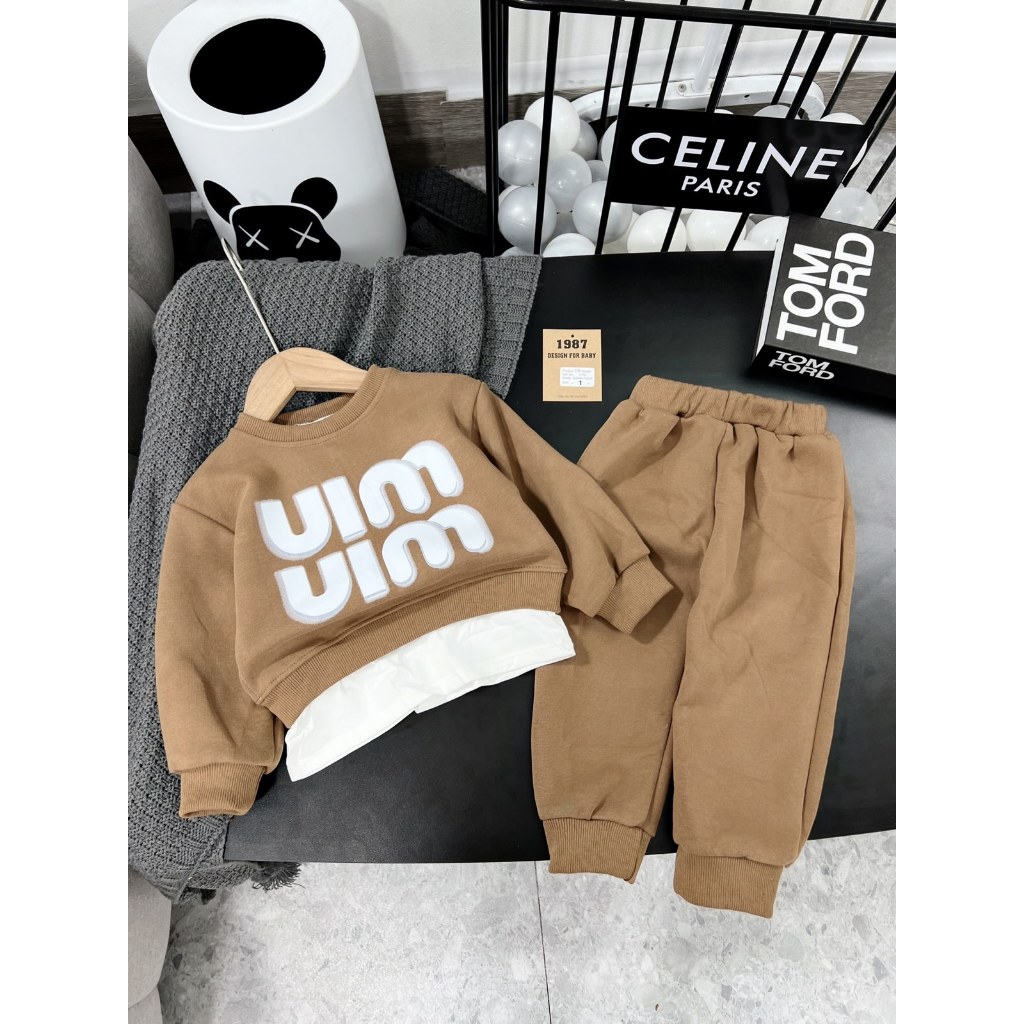 Bộ quần áo nỉ hai da chữ uim cho bé trai