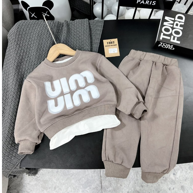 Bộ quần áo nỉ hai da chữ uim cho bé trai