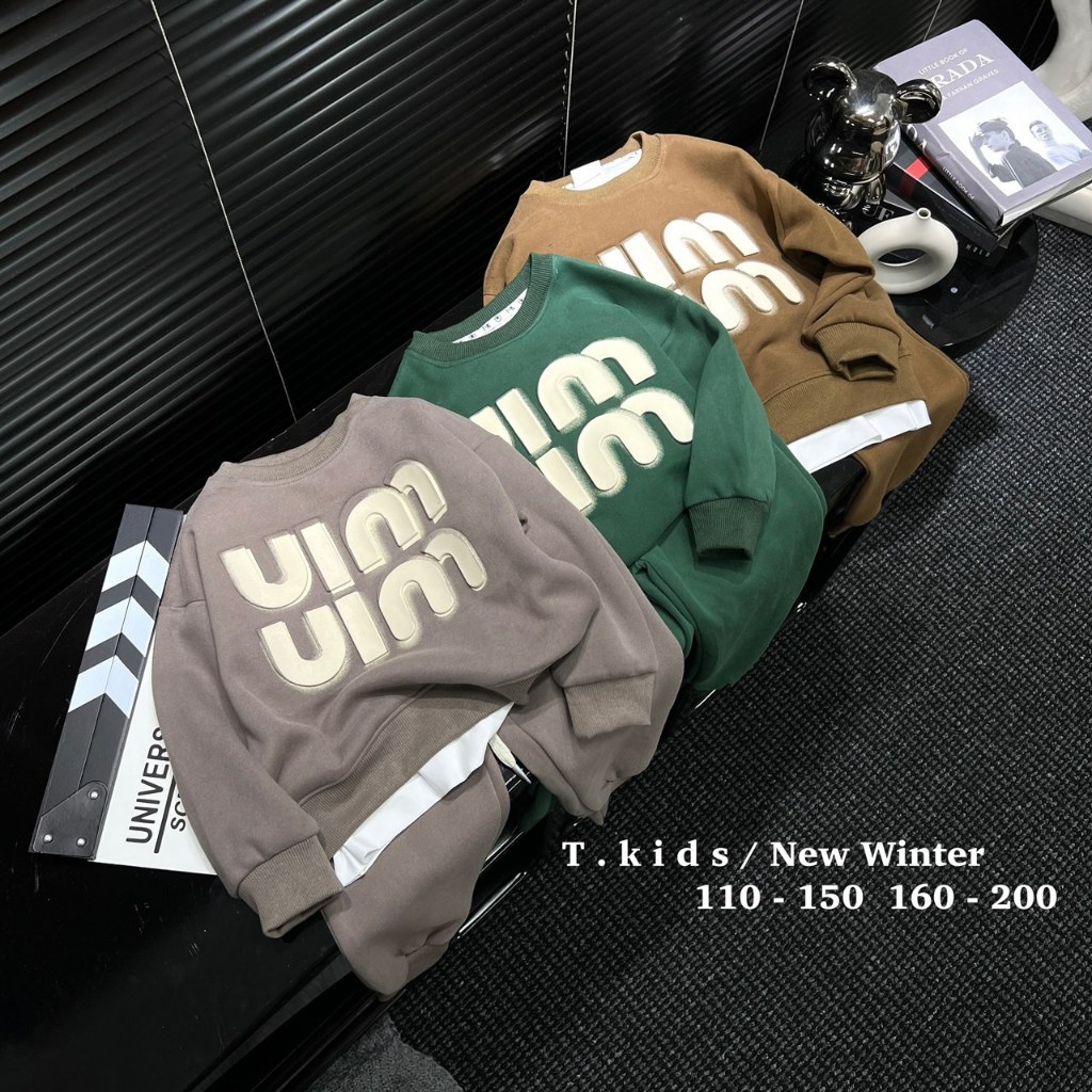 Bộ quần áo nỉ hai da chữ uim cho bé trai