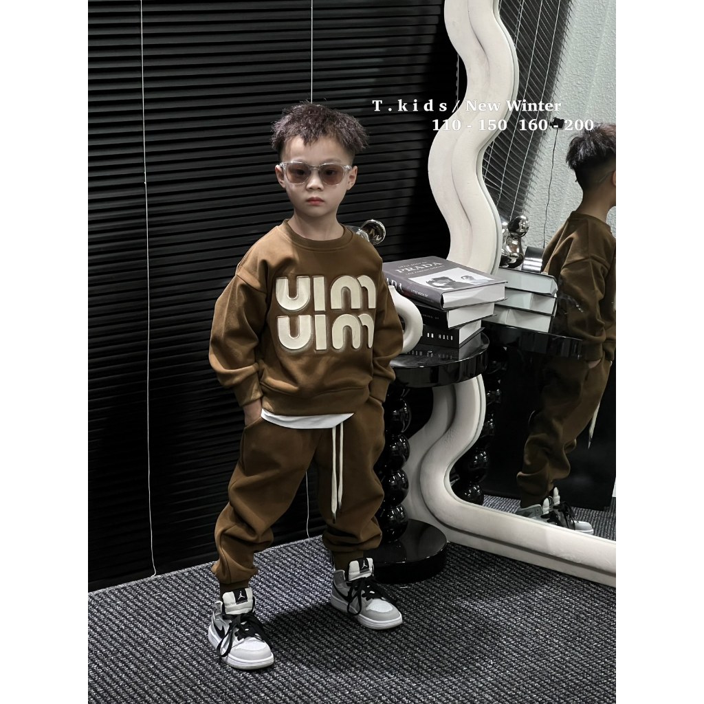 Bộ quần áo nỉ hai da chữ uim cho bé trai