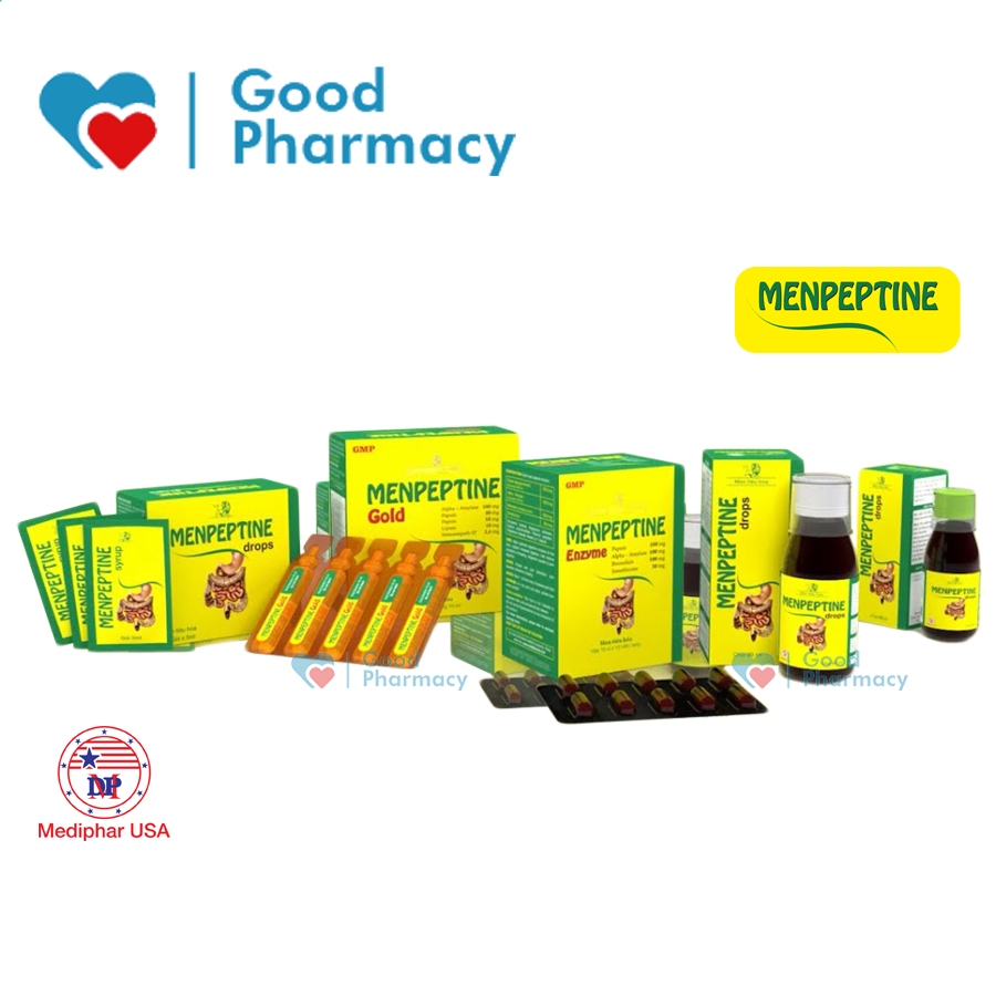 Men tiêu hóa Menpeptine (Viên uống / Siro) giảm rối loạn, đầy hơi, chướng bụng khó tiêu, ăn ngon [en