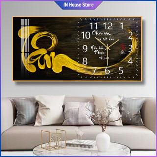 Đồng Hồ Tranh Treo Tường Chữ THƯ PHÁP Tráng Gương in UV 3D Cao Cấp