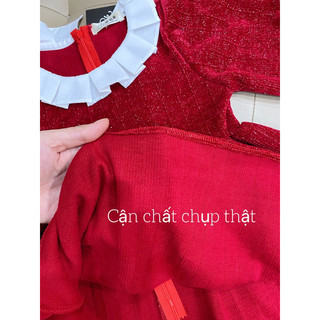 Váy nhung bé gái màu đỏ (1-10y)