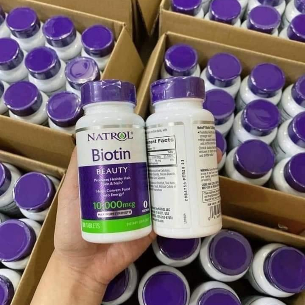 Viên Uống Natrol Biotin 10,000mcg Của Mỹ Hộp 100 Viên giúp kích mọc tóc, giảm gãy rụng