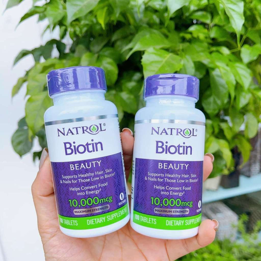 Viên Uống Natrol Biotin 10,000mcg Của Mỹ Hộp 100 Viên giúp kích mọc tóc, giảm gãy rụng