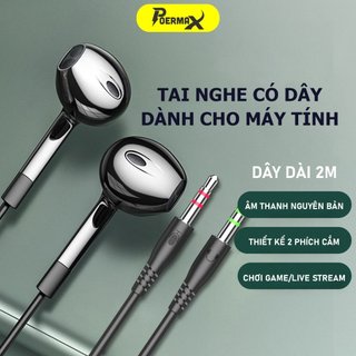 Tai nghe có dây gaming V6 dành riêng cho máy tính cây PC có 2 giắc cắm 3.5 riêng biệt, chiều dài dây 3m