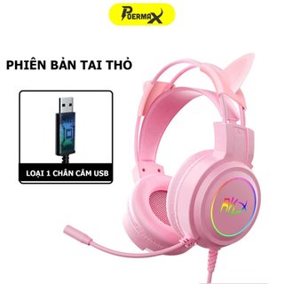 Tai nghe chụp tai cho máy tính PC, laptop có mic đàm thoại phù hợp cho học online và chơi game- Poermax RKX