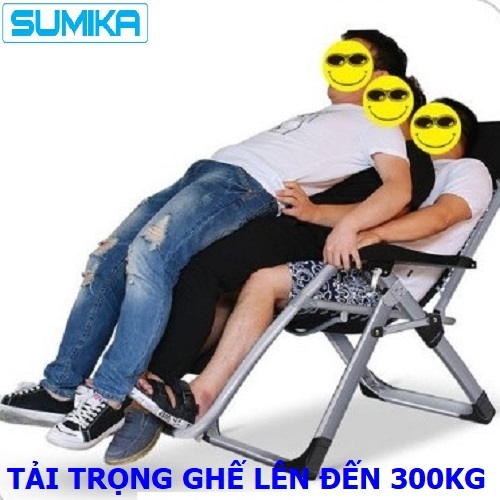 Ghế xếp thư giãn SUMIKA 179A - 179 NEW Lưới Vàng Tải 200kg - 300kg - KHÓA KIM LOẠI - Tặng Khay Để Ly