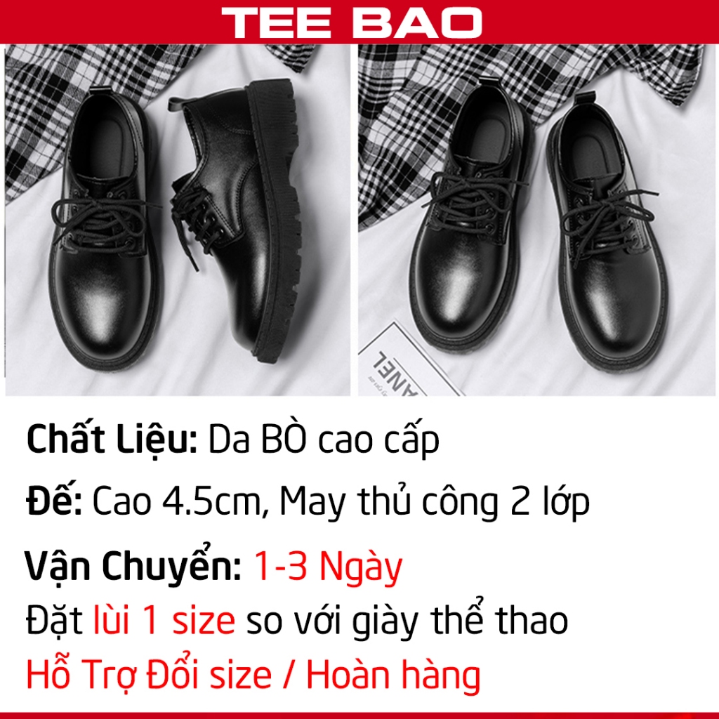 Giày tây nam Chunky derby tăng chiều cao phong cách công sở trẻ trung đế khâu chăc chắn
