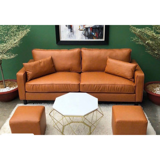 Bộ bàn ghế Sofa băng phòng khách lớn - Ghế Sofa băng dài 1m8 bọc chất liệu giả da Simili màu nâu