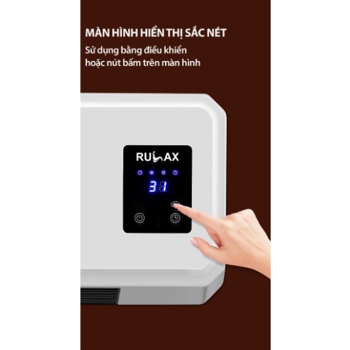 Máy Sưởi Gốm Ceramic Rulax Cao Cấp Làm Nóng Nhanh,Treo Tường Kèm Điều Khiển Từ Xa- Công Suất 2000W |BH 12 Tháng|