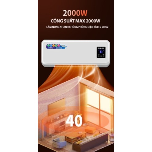 Máy Sưởi Gốm Ceramic Rulax Cao Cấp Làm Nóng Nhanh,Treo Tường Kèm Điều Khiển Từ Xa- Công Suất 2000W |BH 12 Tháng|