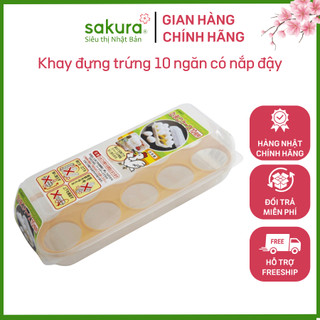 Khay đựng trứng 10 ngăn có nắp đậy - Hàng Nhật nội địa