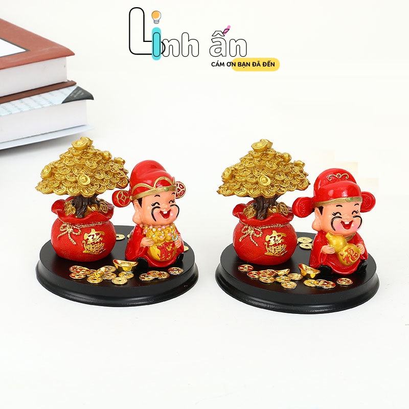 TƯỢNG THẦN TÀI MINI Chibi Kèm Hũ Vàng Thần Tài - Thần Tài Mini Để Bàn Làm Việc - Ông Thần Tài Để Xe 