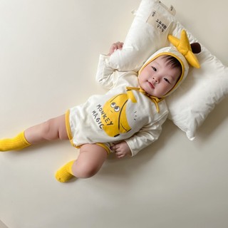 Body suit  dài tay YeeHoo Họa Tiết Chuối xinh xắn phong cách Hàn quốc cho em bé trai em bé gái sơ sinh 4 đến18 tháng