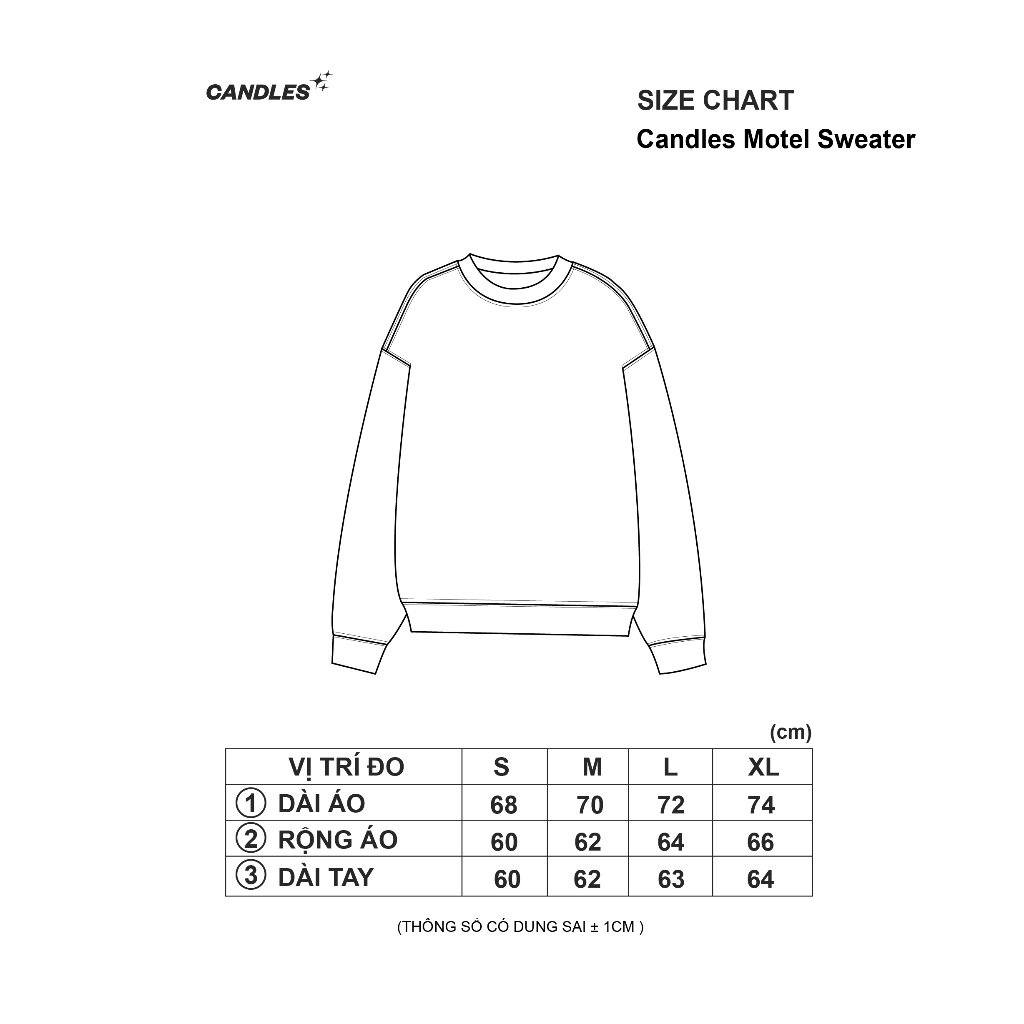 Áo nỉ nam nữ oversize CANDLES MOTEL SWEATER chất liệu nỉ cua 440gsm in hình chính hãng