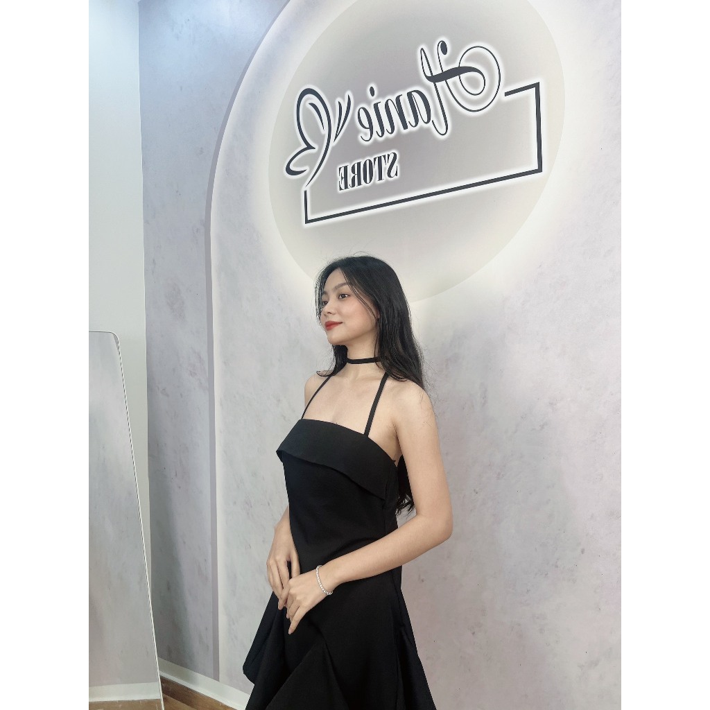 Hanie Đầm Cúp Ngực Dáng Đuôi Cá, Dây Yếm Buộc Nơ