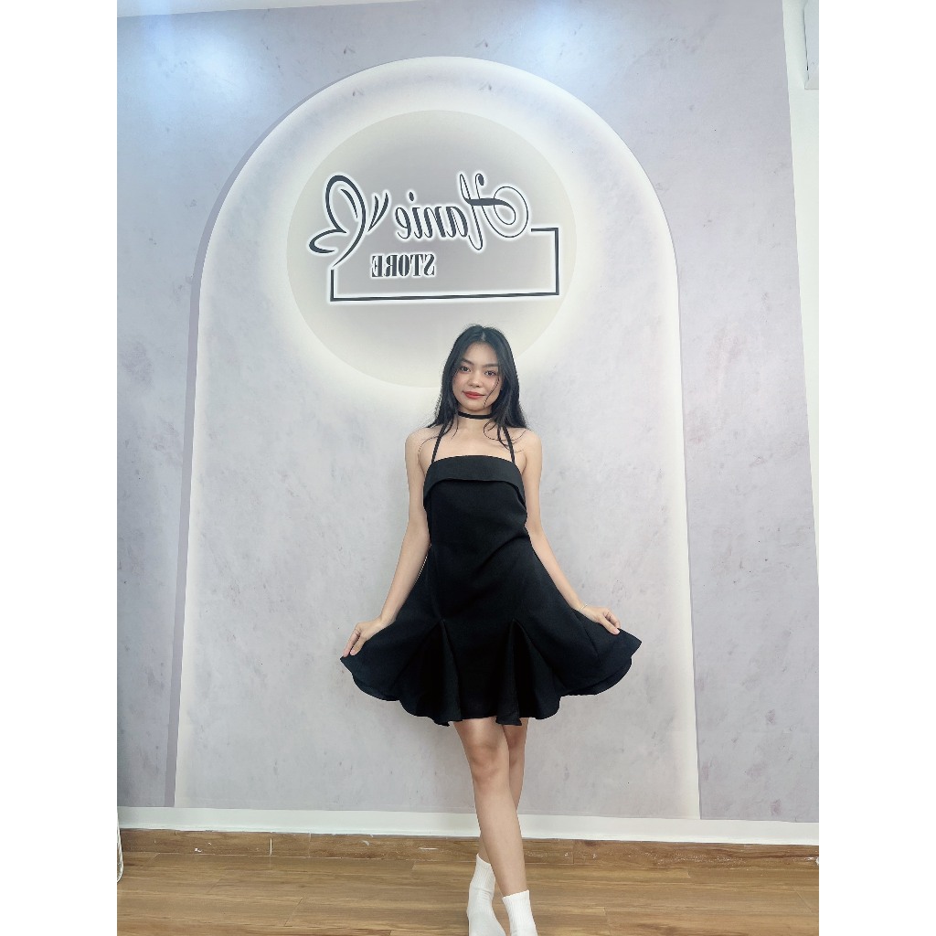 Hanie Đầm Cúp Ngực Dáng Đuôi Cá, Dây Yếm Buộc Nơ