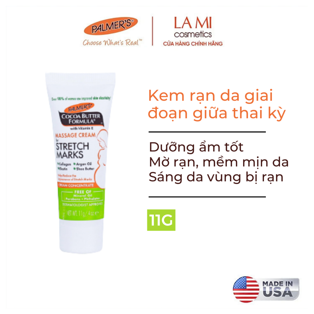 [01/12/24] (Mini Size) Kem ngăn ngừa và hỗ trợ làm giảm rạn da Palmer's 11g