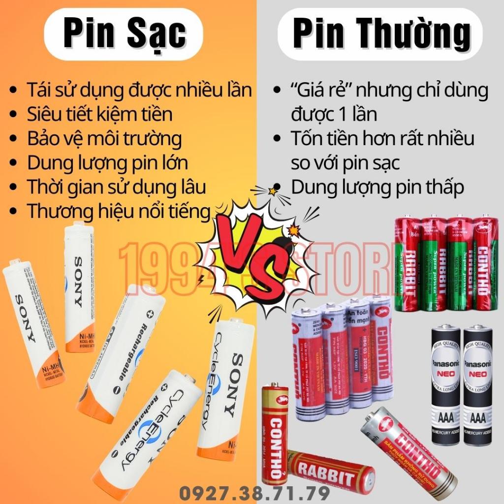 Bộ 4 viên Pin đũa sạc Sony AAA 4300mAh và Pin tiểu sạc Sony AA 4600mAh dùng cho Micro Karaoke, Remote Tivi, Máy lạnh...